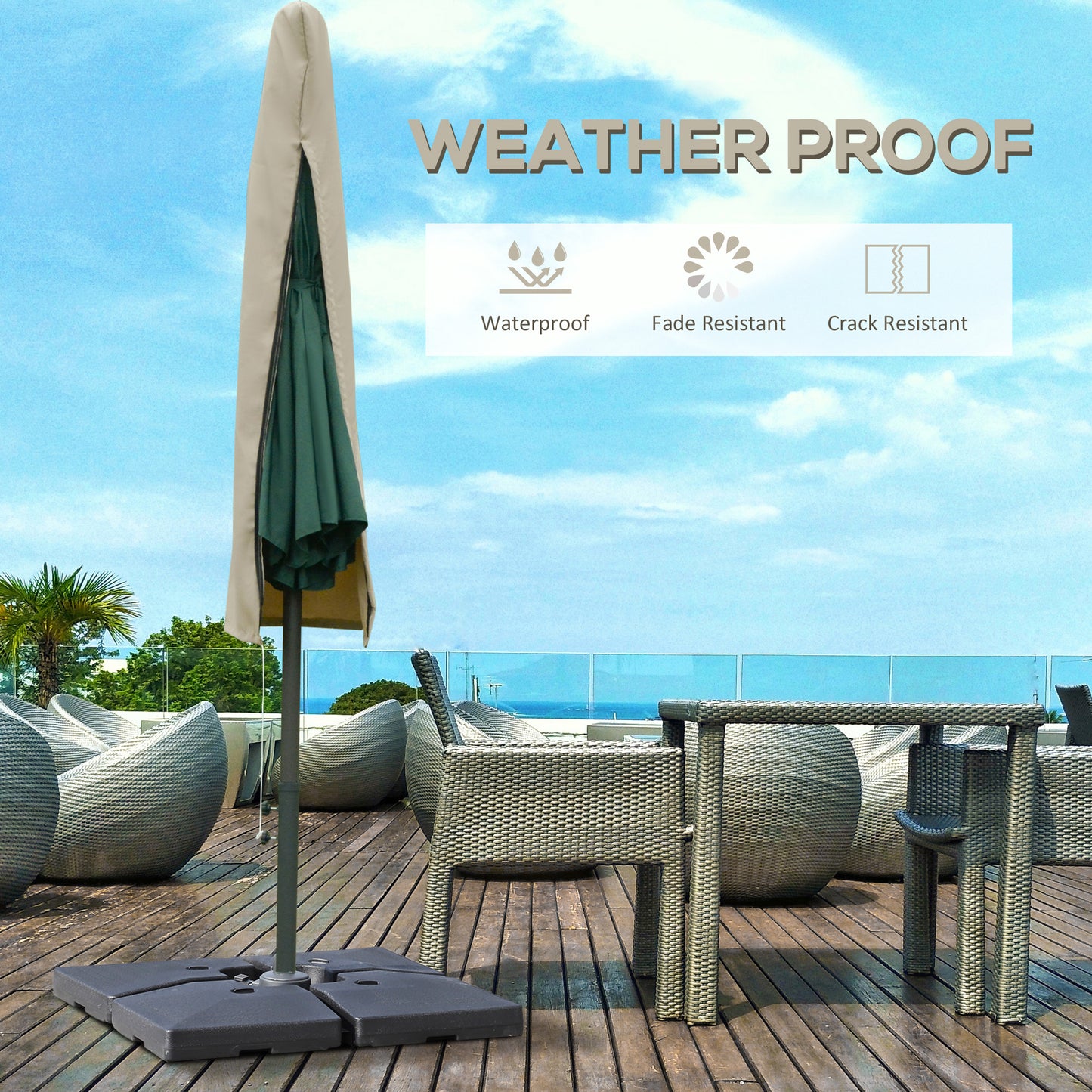 Outsunny Cantilever Umbrella Cover Outdoor Parasol Protector Weatherproof Garden Patio with Rod, Zipper