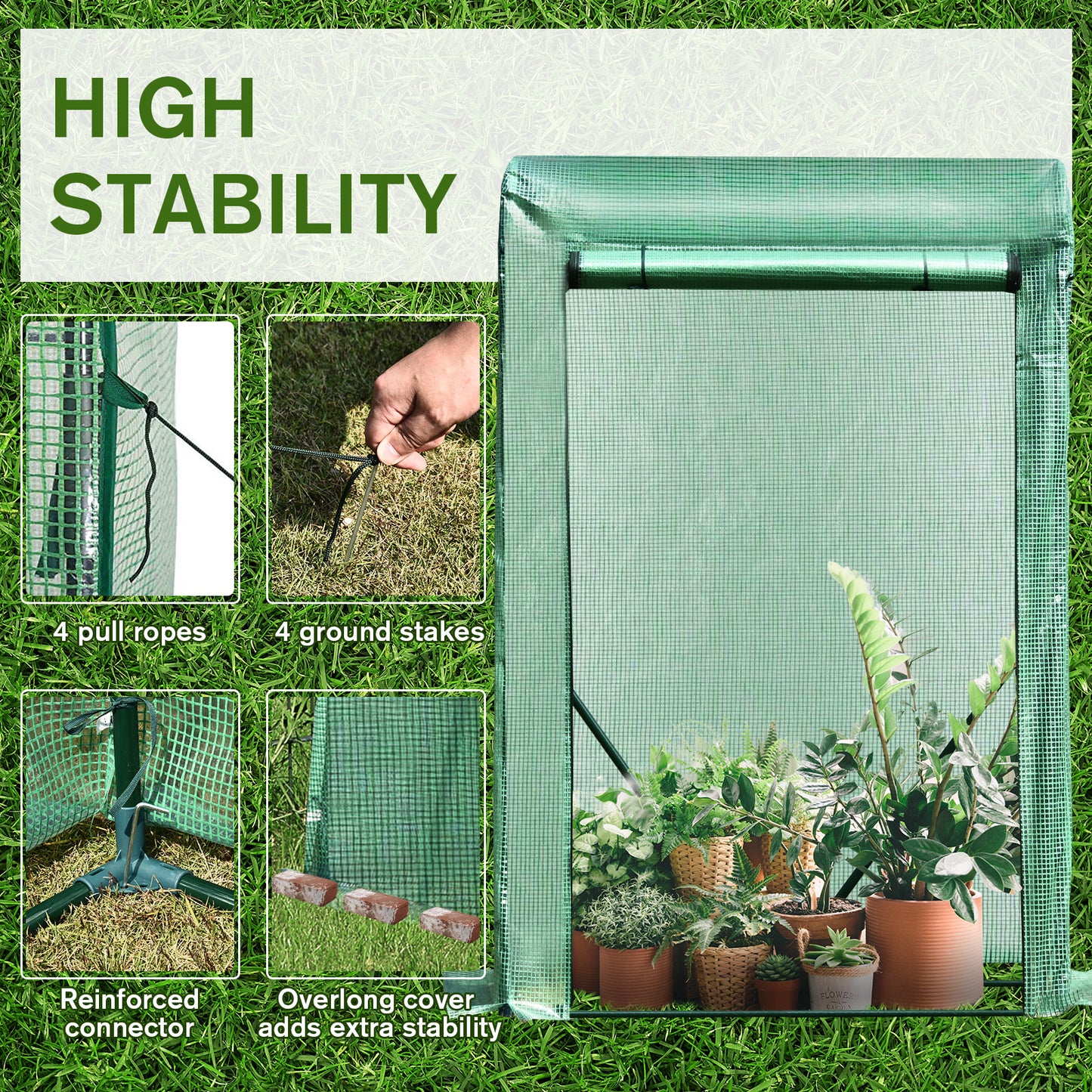 Outsunny Greenhouse Sanctuary: Zipper-Entry Plant Shelter for Verdant Nurturing, 100L x 50W x 150H cm, Emerald Green