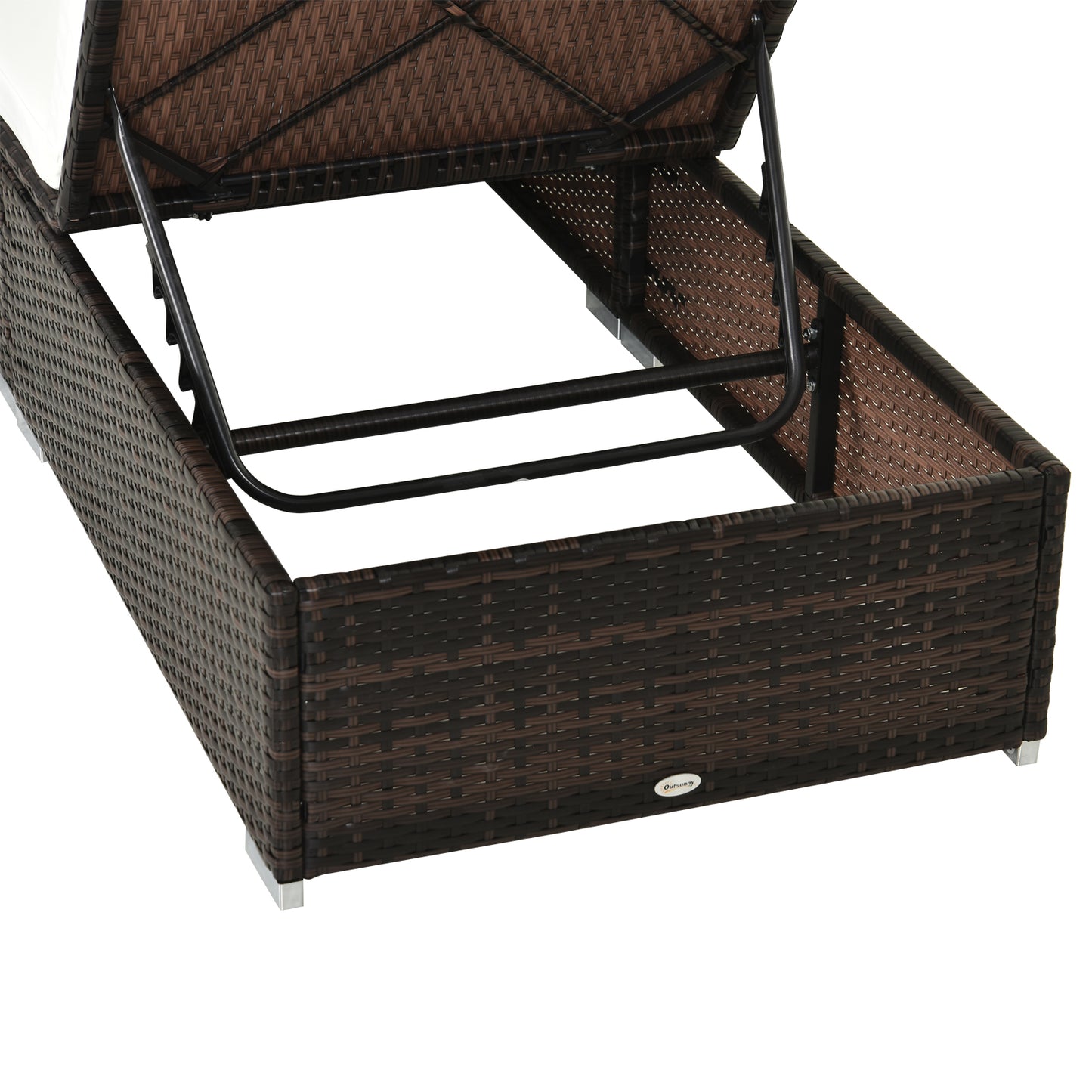 Outsunny Rattan Recliner Lounger Garden Furniture Sun Lounger Recliner Bed Chair Reclining Patio Wicker Brown