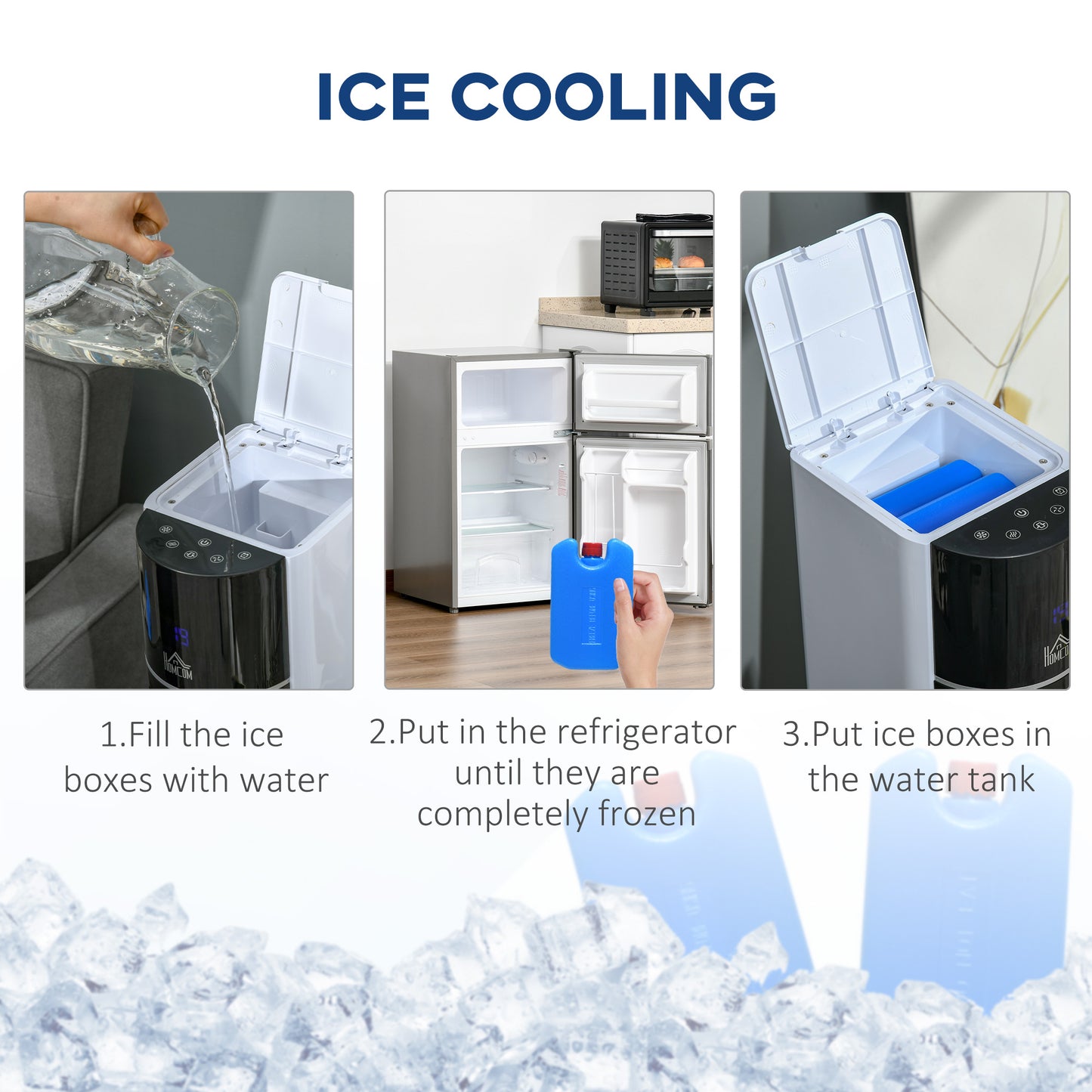 HOMCOM 41" Bladeless Air Cooler, Evaporative Ice Cooling Tower Fan Water Conditioner Humidifier Unit w/ 3 Modes, Remote Controller, Timer