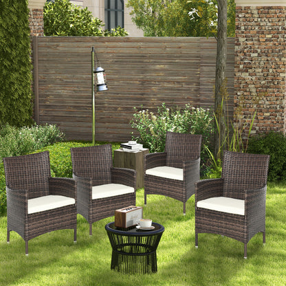 Outsunny 4PC Rattan Chair Set, Patio Sofa Chairs Set, Cushioned Outdoor Rattan Furniture