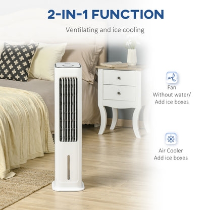 HOMCOM Ice Cooling Evaporative Air Cooler with Oscillation, 3 Modes, 3 Speeds, Remote Control, Timer, White