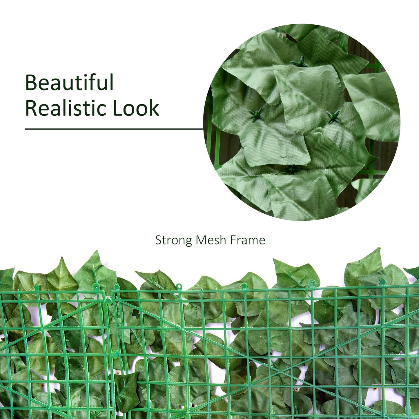 Outsunny Artificial Hedge Screen: Leafy Design for Garden Outdoor Indoor Décor, 3M x 1M, Deep Green