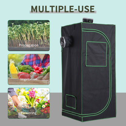 Outsunny Hydroponic Plant Grow Tent  W/ Window Tool Bag, 60L x 60W x 140Hcm-Black/Green