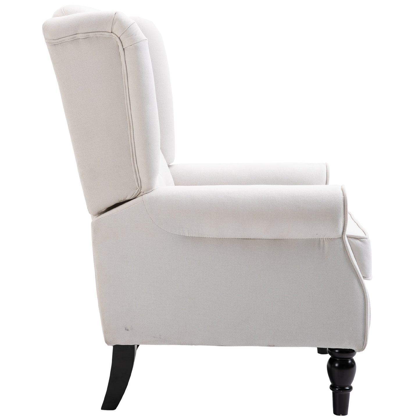 HOMCOM Wingback Accent Chair, Retro Button Tufted Upholstered Occasional Chair for Living Room, Bedroom, Cream White