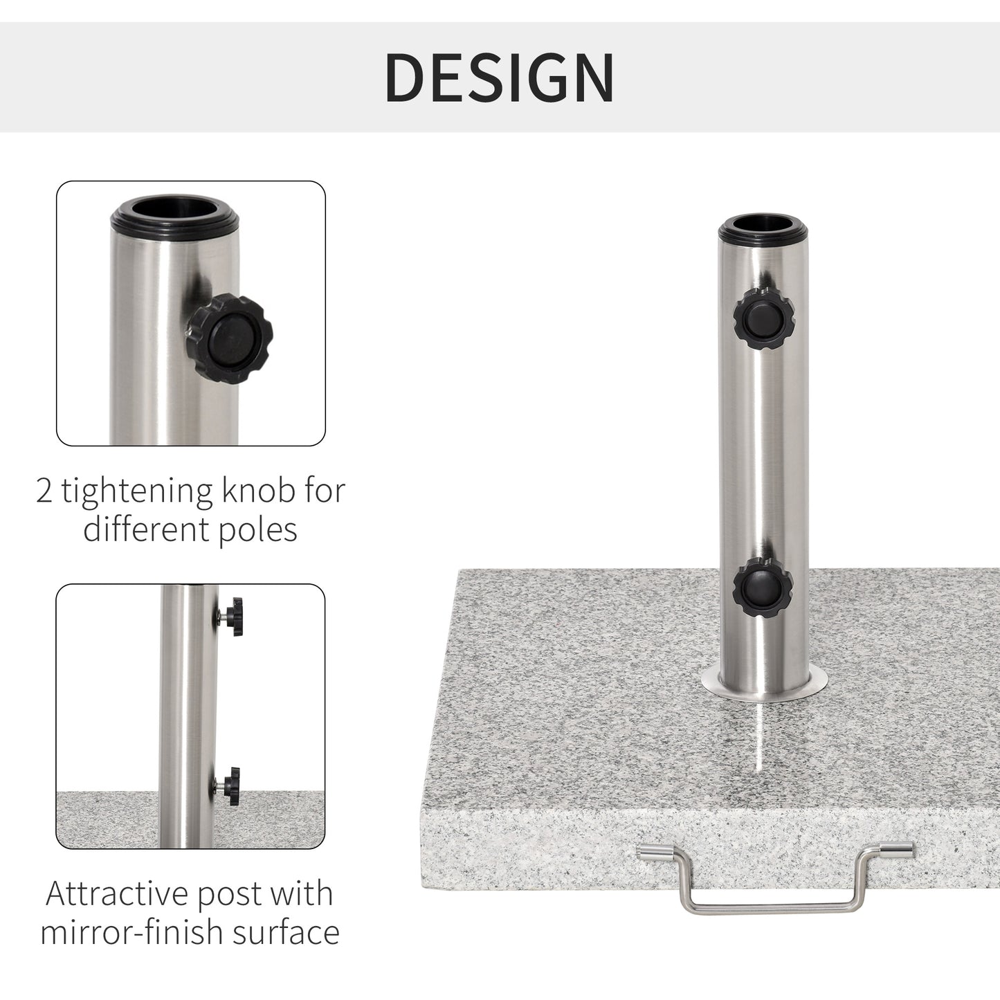 Outsunny Marble Umbrella Base: 28kg Durable Parasol Holder for Patio Furniture, Outdoor Sunshade Support