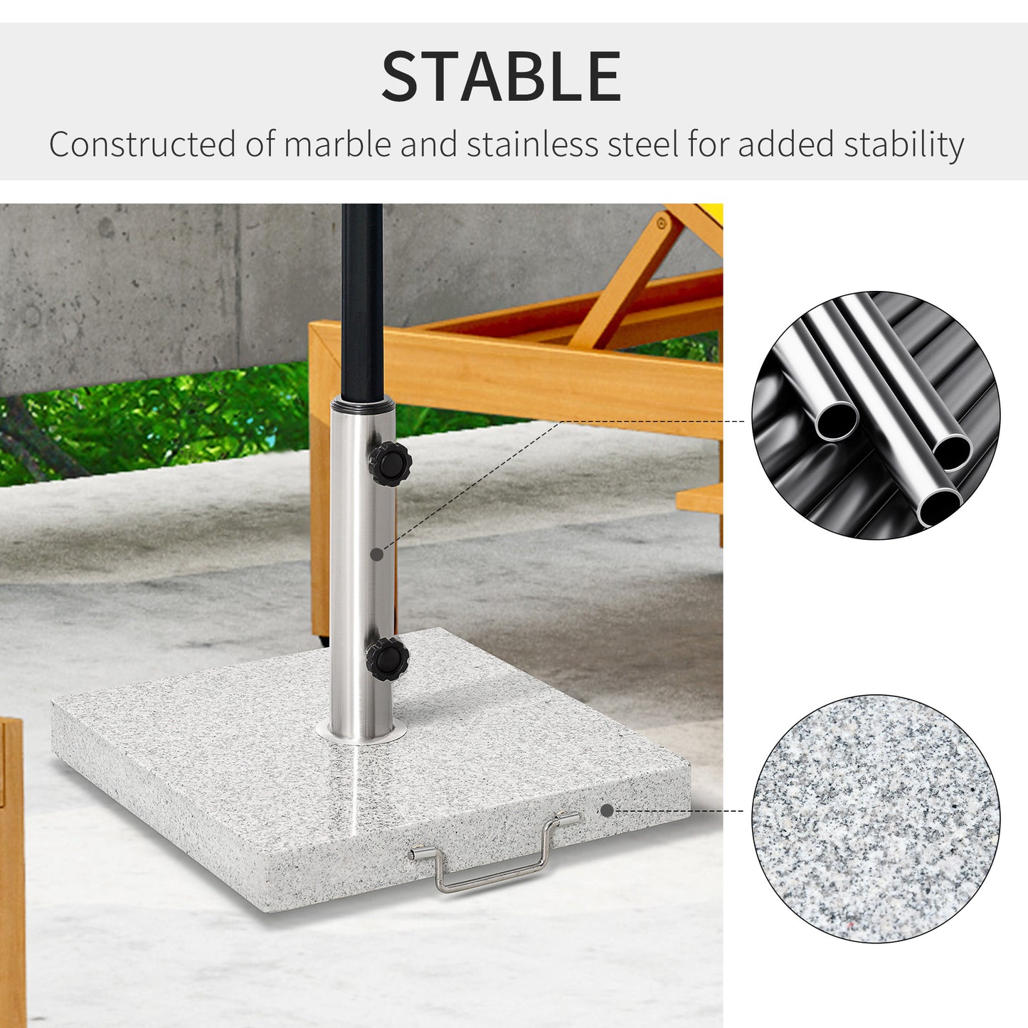 Outsunny Marble Umbrella Base: 28kg Durable Parasol Holder for Patio Furniture, Outdoor Sunshade Support