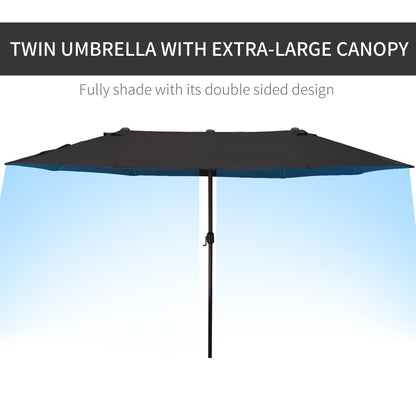 Outsunny 4.6m Double-Sided Patio Parasol Sun Umbrella-Black