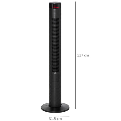 HOMCOM Tower of Cooling: 46" Remote-Controlled Fan, 12H Timer, 3 Speeds, Quiet Operation for Home & Office, Jet Black