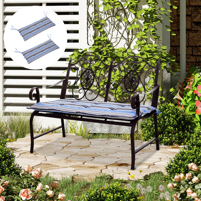 Outsunny Outdoor Bench Swing Chair Cushion Seat Pad Mat Replacement for 2-3 Seater, Garden Patio, 120L x 50W x 5T cm, Blue Stripes