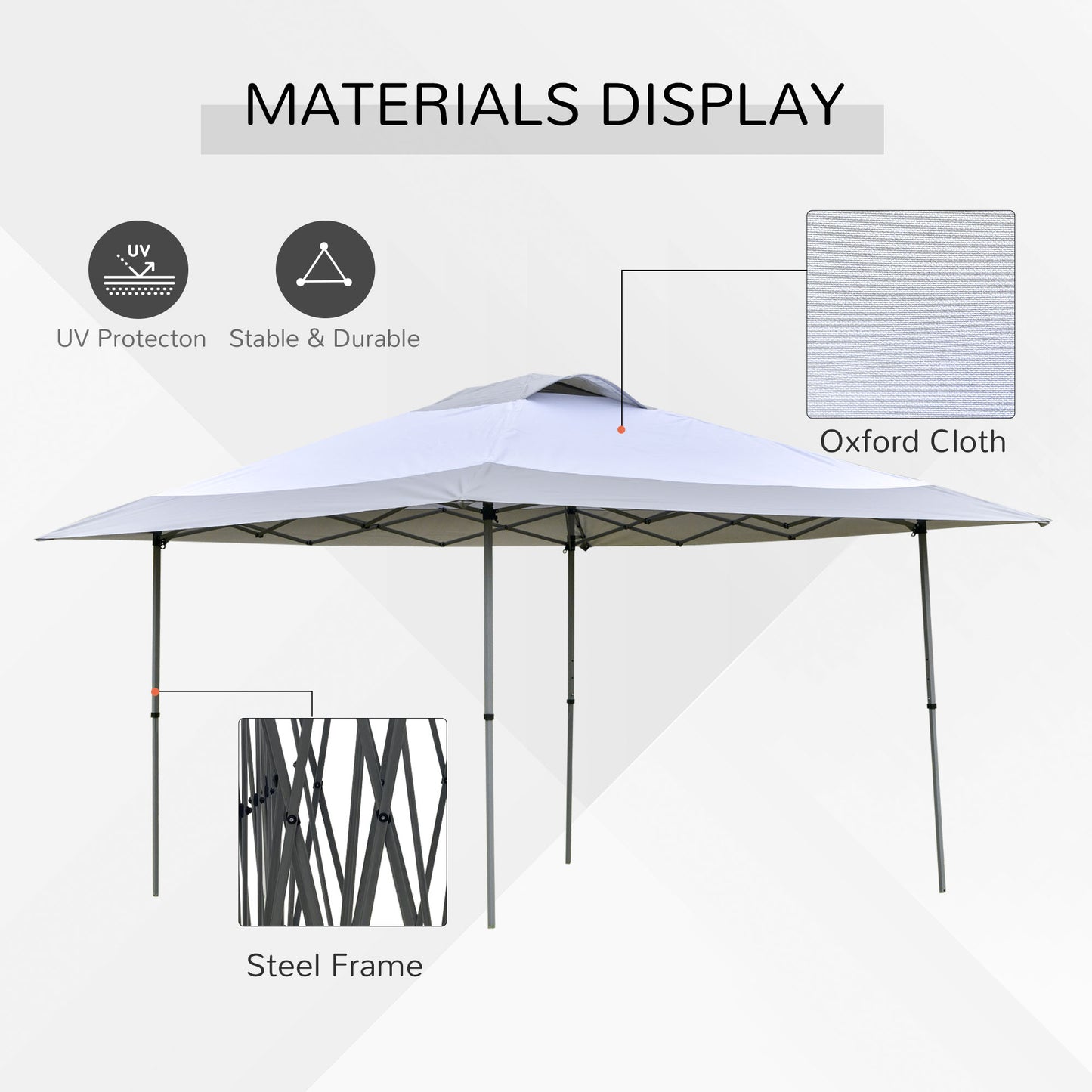 Outsunny 4 x 4m Pop-up Canopy Gazebo Tent with Roller Bag & Adjustable Legs Outdoor Party, Steel Frame, White