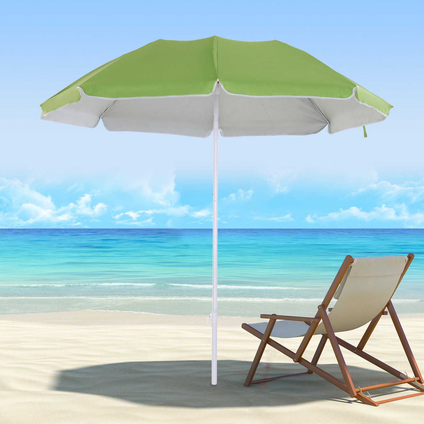 Outsunny Beach Parasol: Tilting Steel Frame for Optimal Shade, UV Protection, Verdant Green