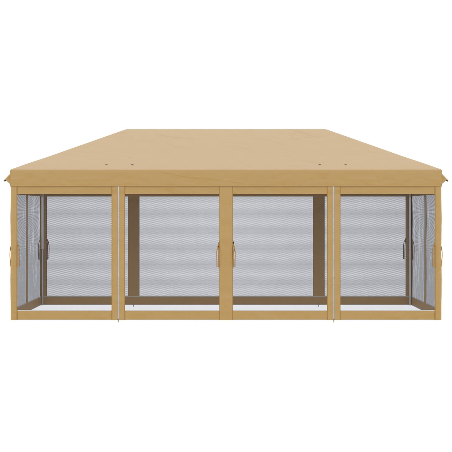 Outsunny 6 x 3(m) Pop Up Gazebo, Outdoor Canopy Shelter, Marquee Party Wedding Tent with 6 Mesh Walls and Carry Bag, Beige