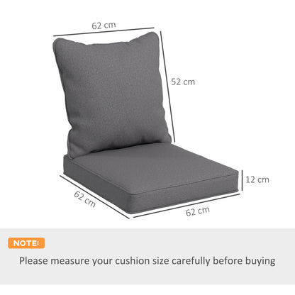 Outsunny Replacement Cushion Set, 1-Piece Back and Seat Pillow for Patio Chair, Indoor Outdoor Use, Charcoal Grey