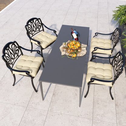Outsunny Cosy Cushion Quartet: Plush Patio Seating Comfort with Secure Ties, Beige