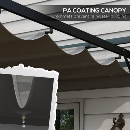 Outsunny 3 x 4m Retractable Pergola, Garden Gazebo Shelter with Aluminium Frame, for Grill, Patio, Deck, Dark Grey