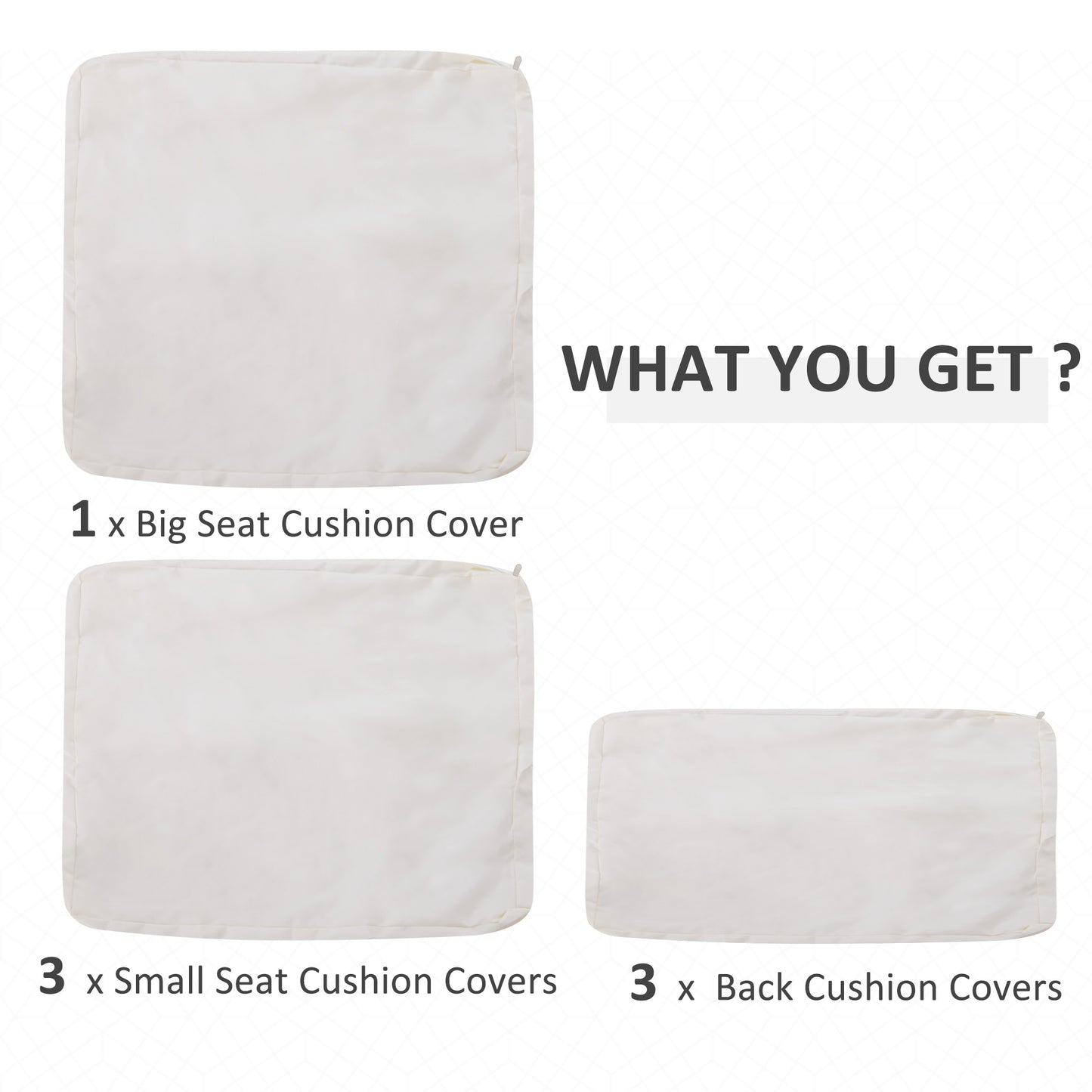 Outsunny Rattan Furniture Cushion Cover Replacement Set, 7 pcs
