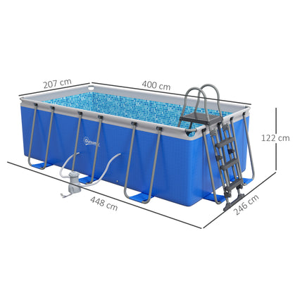 Outsunny 207 x 400cm Five-Person Above Ground Swimming Pool, with Ladder - Blue