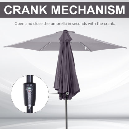 Outsunny Patio Umbrella, 2.7m, Lightweight Aluminium Frame, UV Protection, Grey