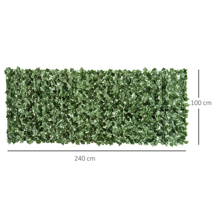Outsunny 2-Piece Artificial Leaf Hedge Screen Privacy Fence Panel for Garden Outdoor Indoor Decor, Dark Green, 2.4M x 1M