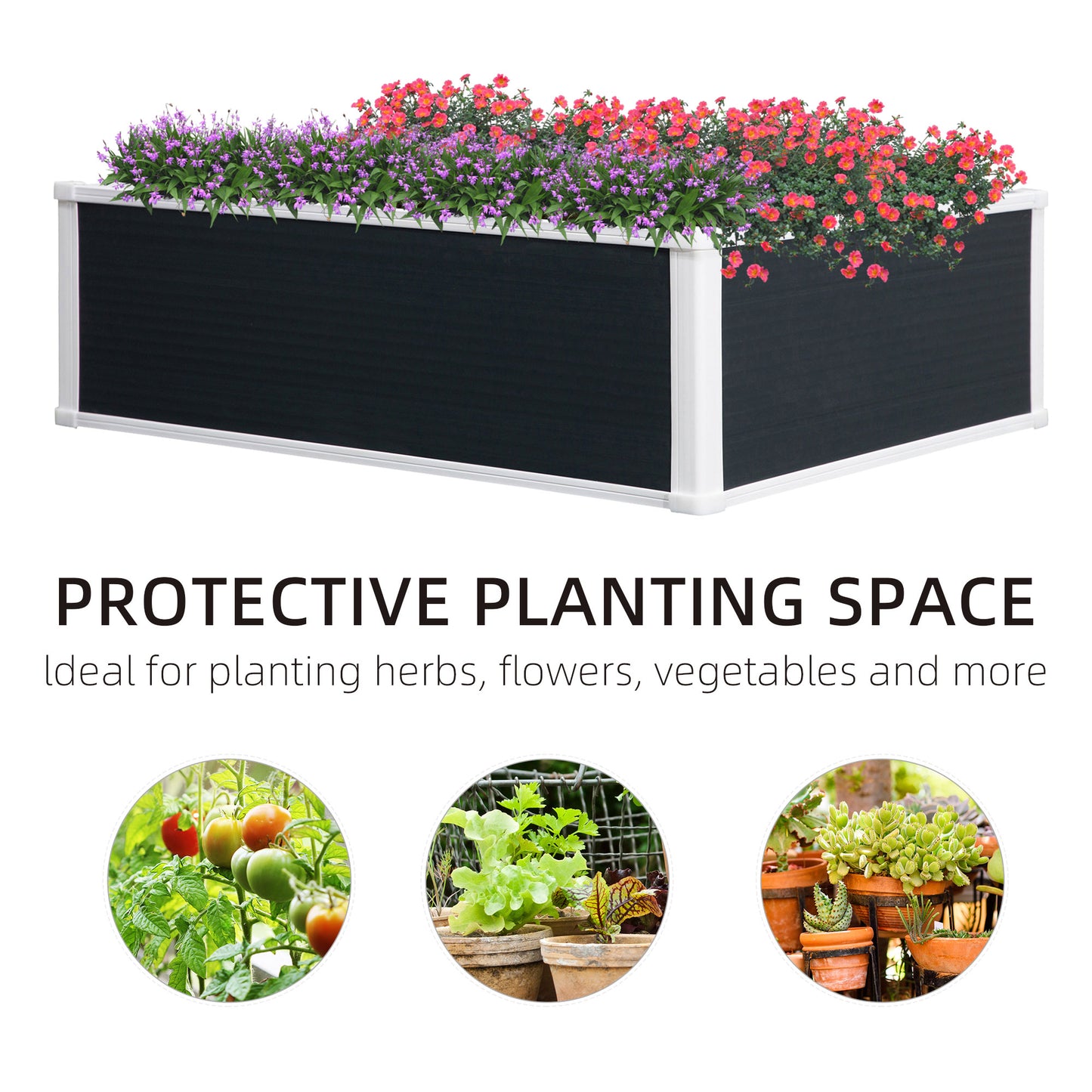 Outsunny Raised Planter Bed: Patio Vegetable & Floral Oasis, PP Construction