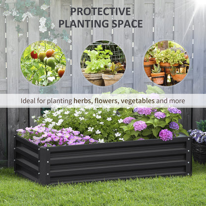 Outsunny Galvanised Raised Garden Beds: Outdoor Herb & Vegetable Planters for Patio, Backyard & Balcony, Grey