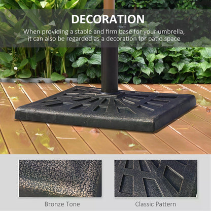 Outsunny 15kg Parasol Base Durable Patterned Colophony Garden Patio Square Umbrella Stand Base Stand Bronze