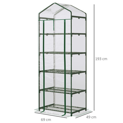 Outsunny Tiered Terrarium: 5-Tier Portable Greenhouse with PVC Cover, Metal Frame for Flourishing Flowers, Transparent Elegance