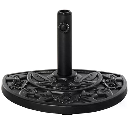 Outsunny Half Round Parasol Base Weighted Umbrella Holder Stand Balcony Black