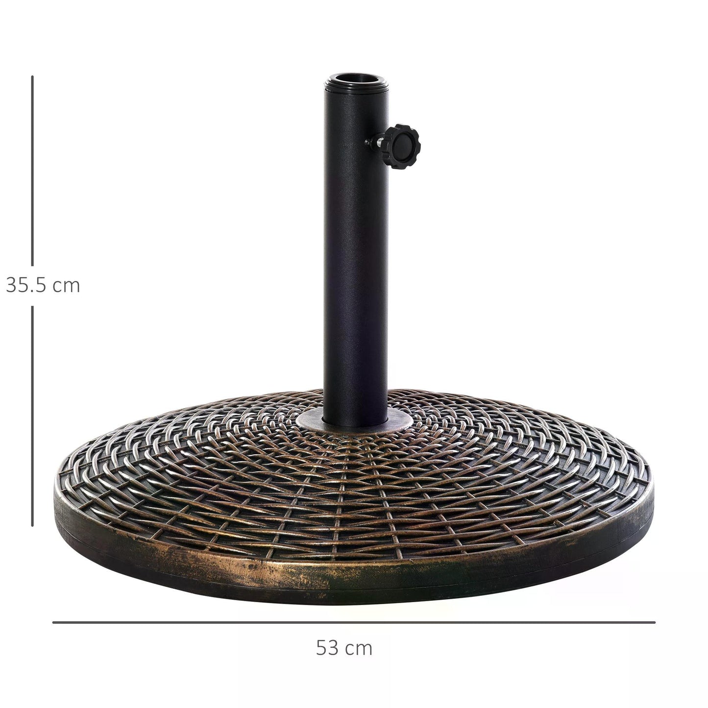 Outsunny Patio Parasol Base: Weighted 25kg Stand for Outdoor Umbrellas, Weather-Resistant, Jet Black