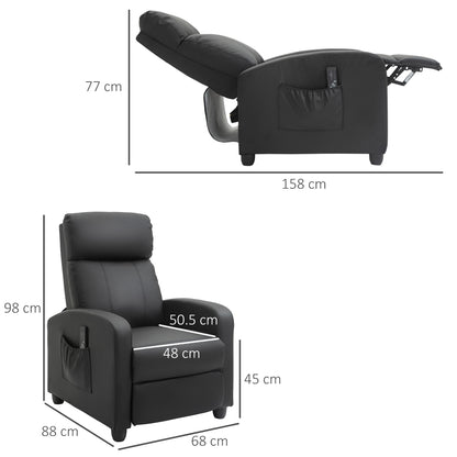 HOMCOM Recliner Sofa Chair PU Leather Massage Armcair w/ Footrest and Remote Control for Living Room, Bedroom, Home Theater, Black