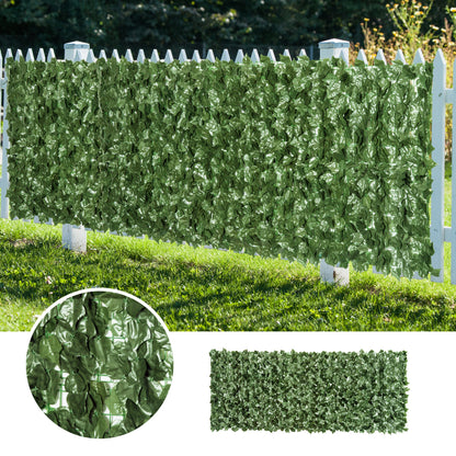 Outsunny 2-Piece Artificial Leaf Hedge Screen Privacy Fence Panel for Garden Outdoor Indoor Decor, Dark Green, 2.4M x 1M