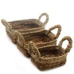 Banana Leaf & Seagrass Square Basket- Set of 3 - Image 5