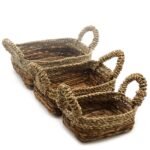 Banana Leaf & Seagrass Square Basket- Set of 3 - Image 6