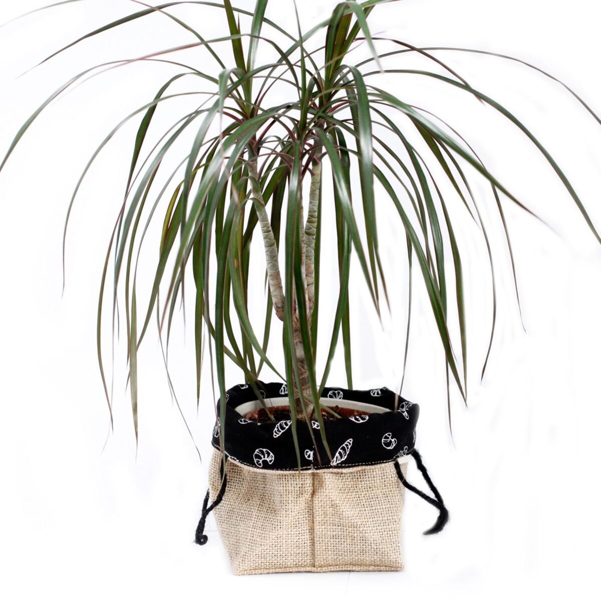 Natural Jute Cotton Gift Bag - Black Lining - Large - Image 2
