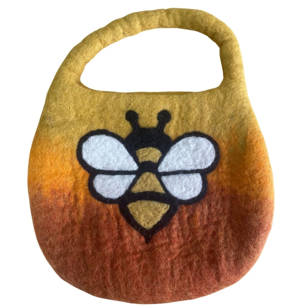 Water Felted Bee Bag - One Handle with Magnet  - Sunrise Orange - Image 2