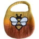 Water Felted Bee Bag - One Handle with Magnet  - Sunrise Orange - Image 2