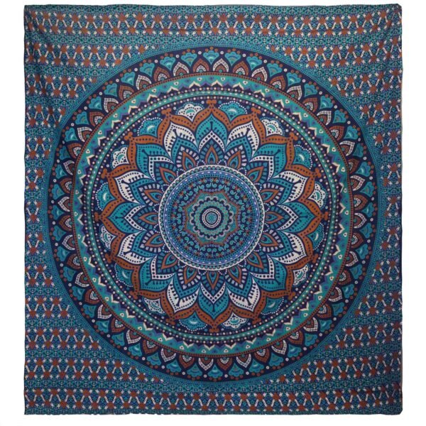 Double Cotton Bedspread + Wall Hanging - Classic Mandala - Turquoise