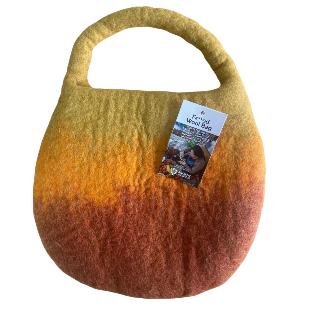 Water Felted Bee Bag - One Handle with Magnet  - Sunrise Orange - Image 3