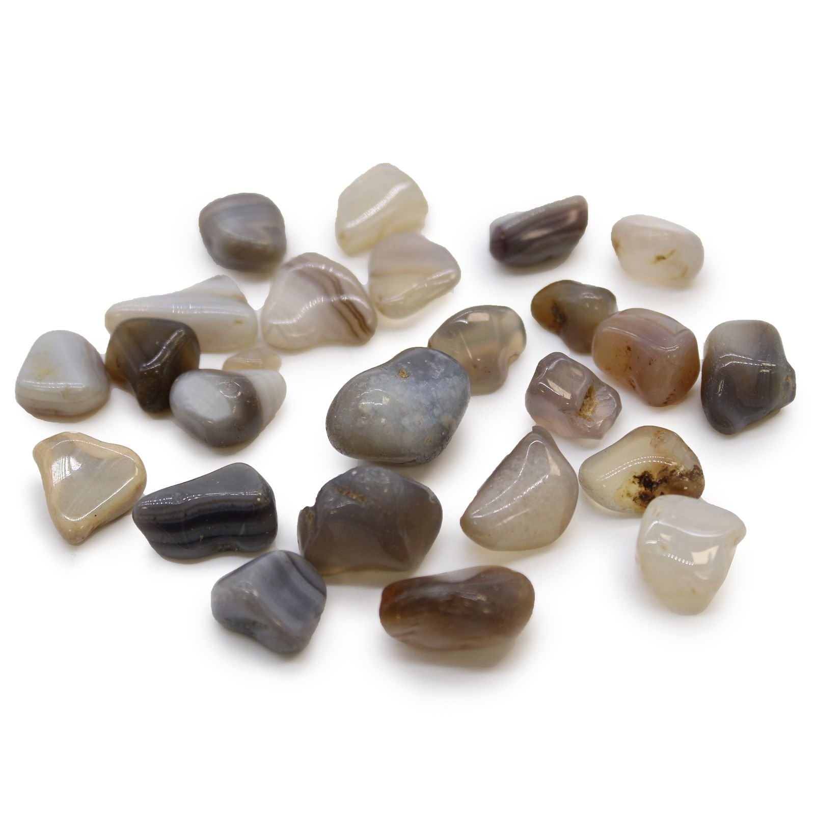 bG9jYWw6Ly9tZWRpYS85TS80RS82MFIzMEMxRzZSVjM0RTlNLzk3MjM3MzZmLmpwZWc-2.jpg Small African Tumble Stones - Grey Agate - Botswana - Image 1