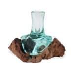 Molton Glass Small Flower Vase on Wood - Image 3