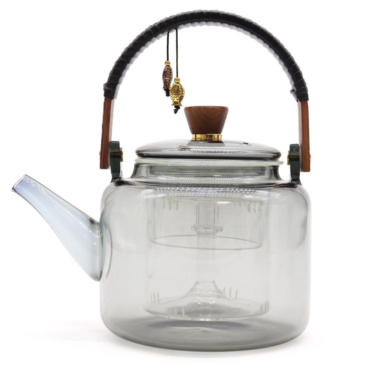 Glass Infuser Teapot - With Steamer System Charcoal  - 1000ml - Image 1