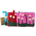 Natural Felt Zipper Pouch (asst) - Flower Garden - Image 2