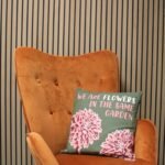 Printed Cotton Cushion Cover - We are Flowers - Olive, Pink and Natural - Image 4