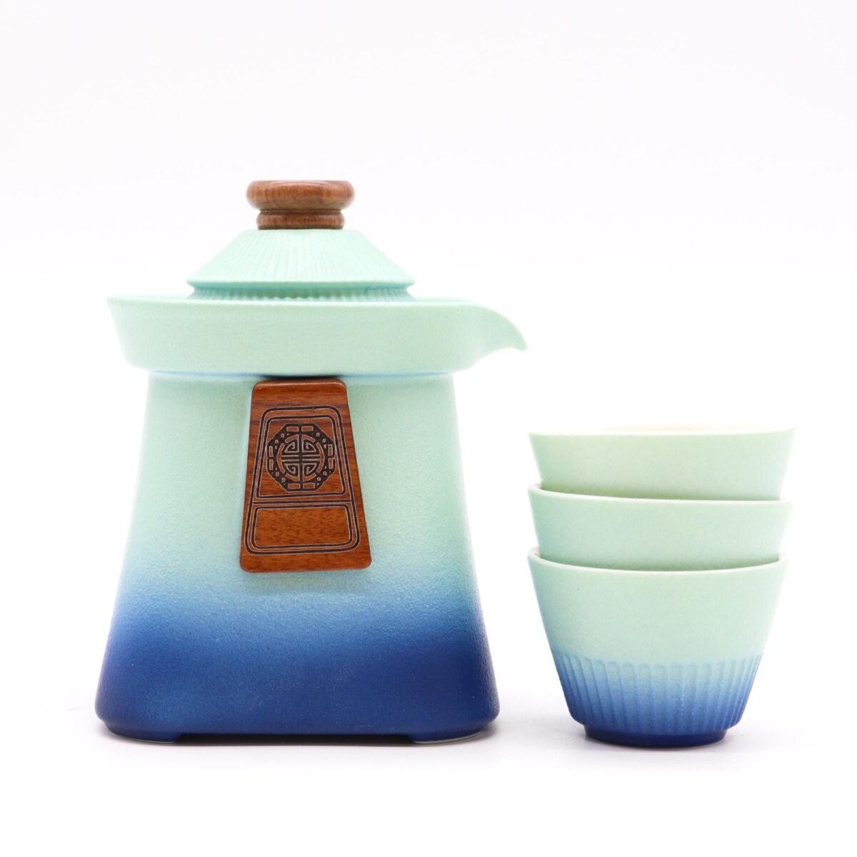 Temple Teapot Set & Three Cups - Blue Heaven - Image 1