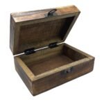 Medium Ceramic Glazed Wood Box - 15x10x6cm - Blue Stars