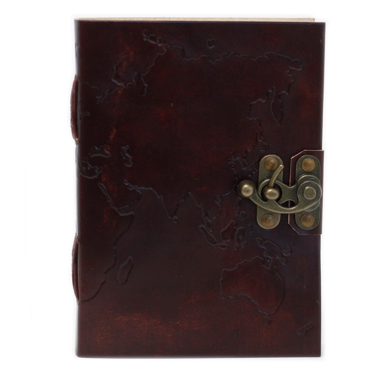 bG9jYWw6Ly9tZWRpYS8xSi80Qy82MFIzMEMxRzZNVjM0QzFKLzU4MjNjYzlhLmpwZWc.jpg Leather World Map & Stitching Notebook (7x5") - Image 1