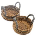 Banana Leaf & Abu-abu Raffia Basket- Set of 2 - Image 2