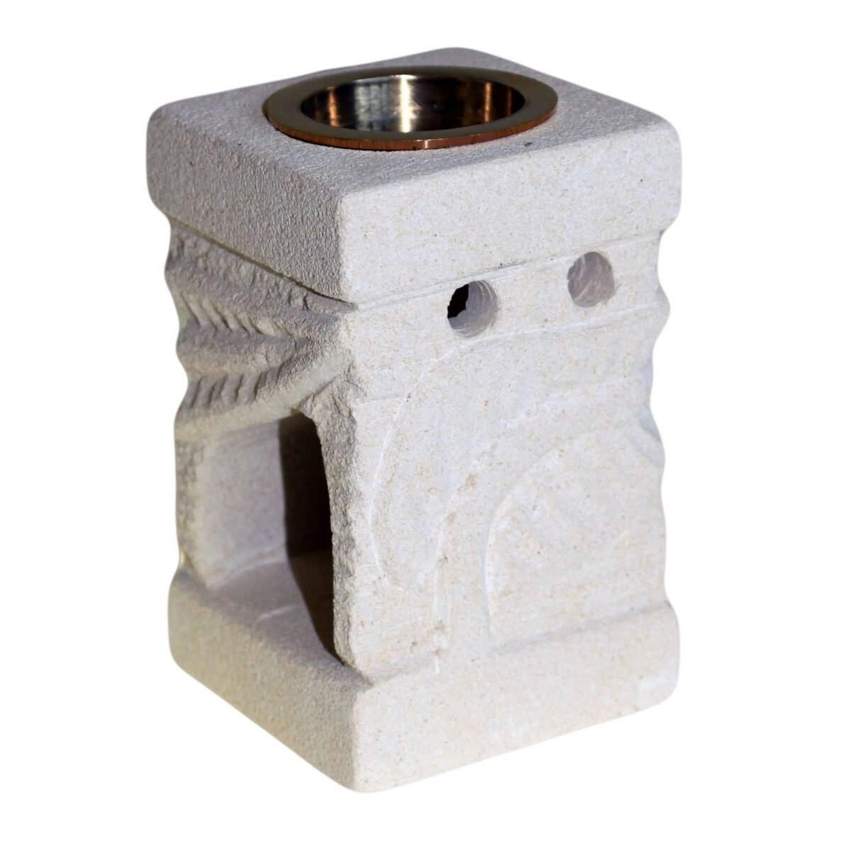 Stone Oil Burner - Carved Leaf - Image 1