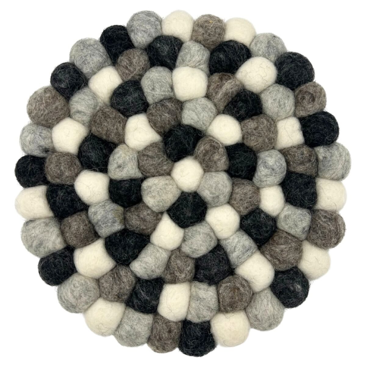Felt Ball Round Placemat- Multi  Grey Colour - Image 1